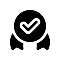quality badge glyph icon. Strong and solid icon for websites and mobile apps. vector
