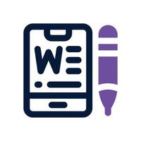 content writing dual tone icon. Sleek and modern icon for websites and mobile apps. vector