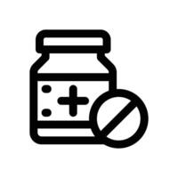 pill bottle line icon. Clean and minimalist icon for websites, mobile apps, presentations, and logos. Fully scalable and customizable for any project. vector