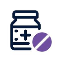 pill bottle dual tone icon. Sleek and modern icon for websites and mobile apps. vector