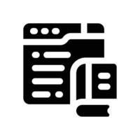 ebook glyph icon. Strong and solid icon for websites and mobile apps. vector