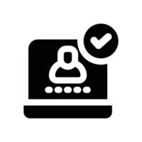 verified account glyph icon. Strong and solid icon for websites and mobile apps. vector