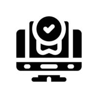 online certificate glyph icon. Strong and solid icon for websites and mobile apps. vector