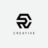 Creative letter CR RC typographic minimal hexagon shape logo design. vector