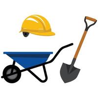 Building site tools and safety items collection isolated illustration on white background vector