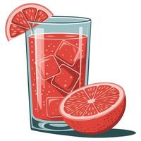 Refreshing grapefruit juice with ice cubes and fruit slices vector