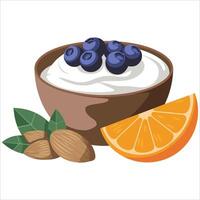 Yogurt parfait with nuts and fruits isolated vector
