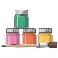 Paint jars with colorful dyes isolated vector