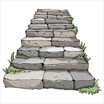 Ancient stone stairs with growing greenery
