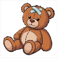 Broken teddy bear with sad expression vector