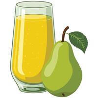 Fresh pear juice in glass with straw healthy drink isolated illustration on white background vector