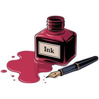Set of classic ink bottles for writing and drawing isolated illustration on white background vector