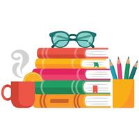 Stack of educational books for learning and knowledge isolated illustration on white background vector
