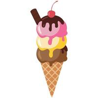 Berry frozen treat in crispy cone with toppings isolated illustration on white background vector