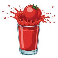 Vibrant red tomato juice splash effect isolated illustration on white background vector