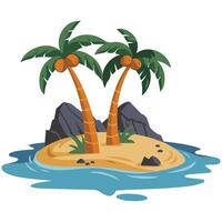 Tropical desert island with palm trees isolated illustration on white background vector
