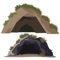 Two different cave formations geological wonder isolated illustration on white background vector