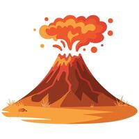 Explosive volcanic activity with smoke and lava isolated illustration on white background vector