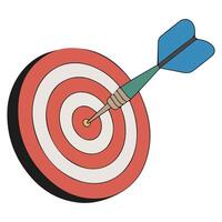Dart hitting bullseye on target board emoji isolated illustration on white background vector
