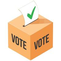 Voting ballot box with paper sheet isolated illustration on white background vector