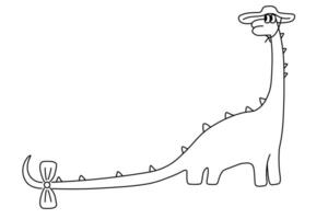 big dinosaur in linear doodle style vector
