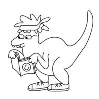 nerd dino kid with comb in linear doodle style vector