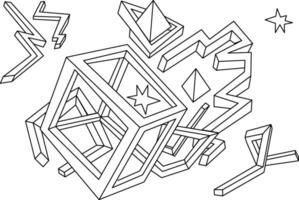 abstract geometric elements in linear doodle style vector