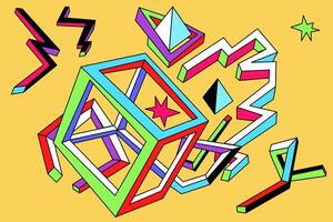 abstract geometric composition with cube vector