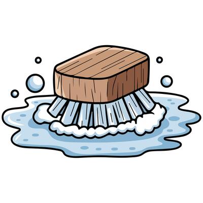 Scrubbing brush cleaning tool isolated illustration on white background