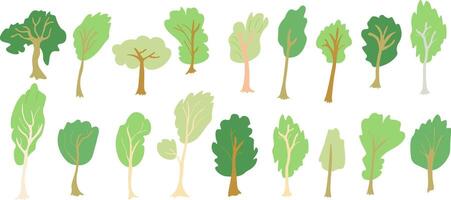 set of simple shapes trees vector