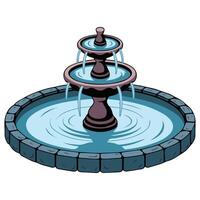 Decorative water fountain feature isolated illustration on white background vector