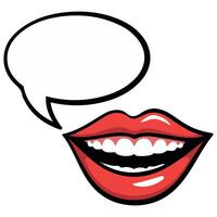 Talking mouth with blank narration bubble isolated illustration on white background vector