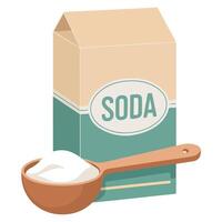 Baking soda in paper bag cooking ingredient isolated illustration on white background vector