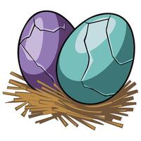 Dinosaur eggs prehistoric fossil icon isolated illustration on white background vector