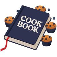 Hand drawn cookbook with cupcake recipe isolated illustration on white background vector