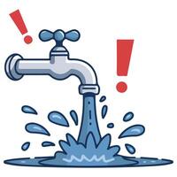 Water faucet with strong flowing stream isolated illustration on white background vector