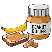 Peanut butter sandwich with banana slices isolated illustration on white background vector