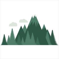 Geometric mountain scenery with trees isolated illustration vector