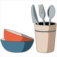 Piled cooking utensils isolated illustration on white background vector