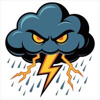 Stormy cloud with lightning isolated illustration on white background vector