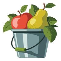 Bucket with fruit harvest icon isolated illustration on white background vector