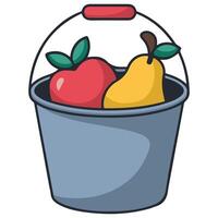 Fruit harvest bucket icon isolated illustration on white background vector