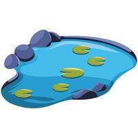 Calm lake with lily pads isolated illustration on white background vector