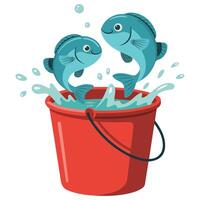 Caught fish in container isolated illustration on white background vector