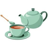Tea set for beverage service isolated illustration on white background vector