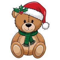 Christmas teddy bear holiday isolated illustration on white background vector