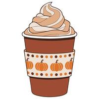 Pumpkin spice latte in cup isolated illustration on white background vector