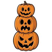 Stack of Halloween jack o lanterns isolated illustration on white background vector