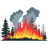 Wildfire consuming trees and bushes isolated illustration on white background vector