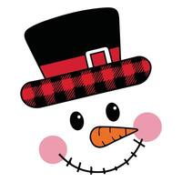 Frosty snowman face with holiday pattern isolated illustration vector